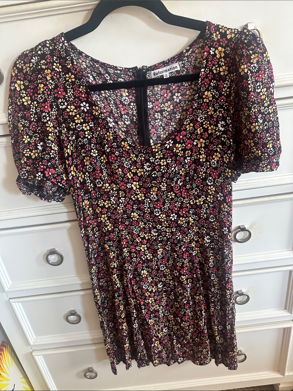Reformation Floral Puff Sleeve Mini Dress 8 Cottagecore Romantic Coquette New